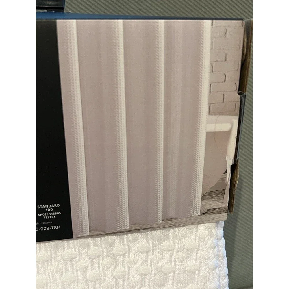 DKNY Waffle White Fabric Polyester Shower Curtain 72